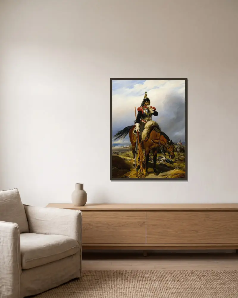 Slagfältet av Paul Delaroche inramad på en vägg
