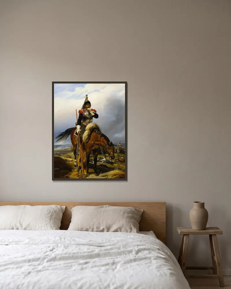 Slagfältet av Paul Delaroche inramad på en vägg