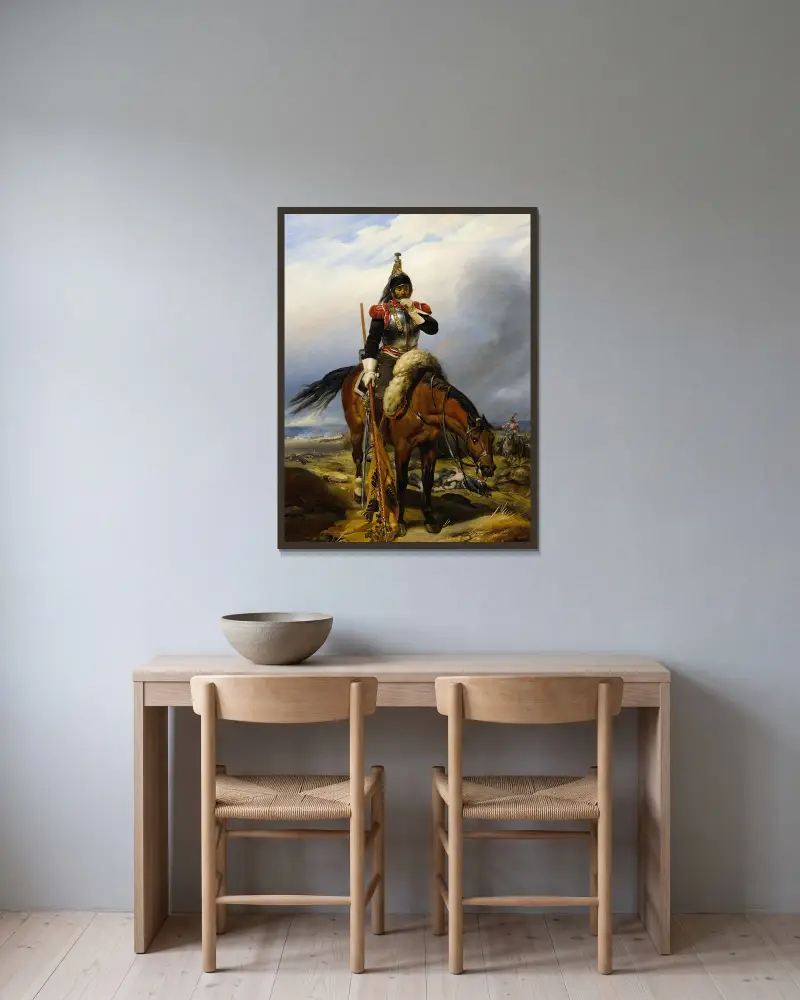 Slagfältet av Paul Delaroche inramad på en vägg