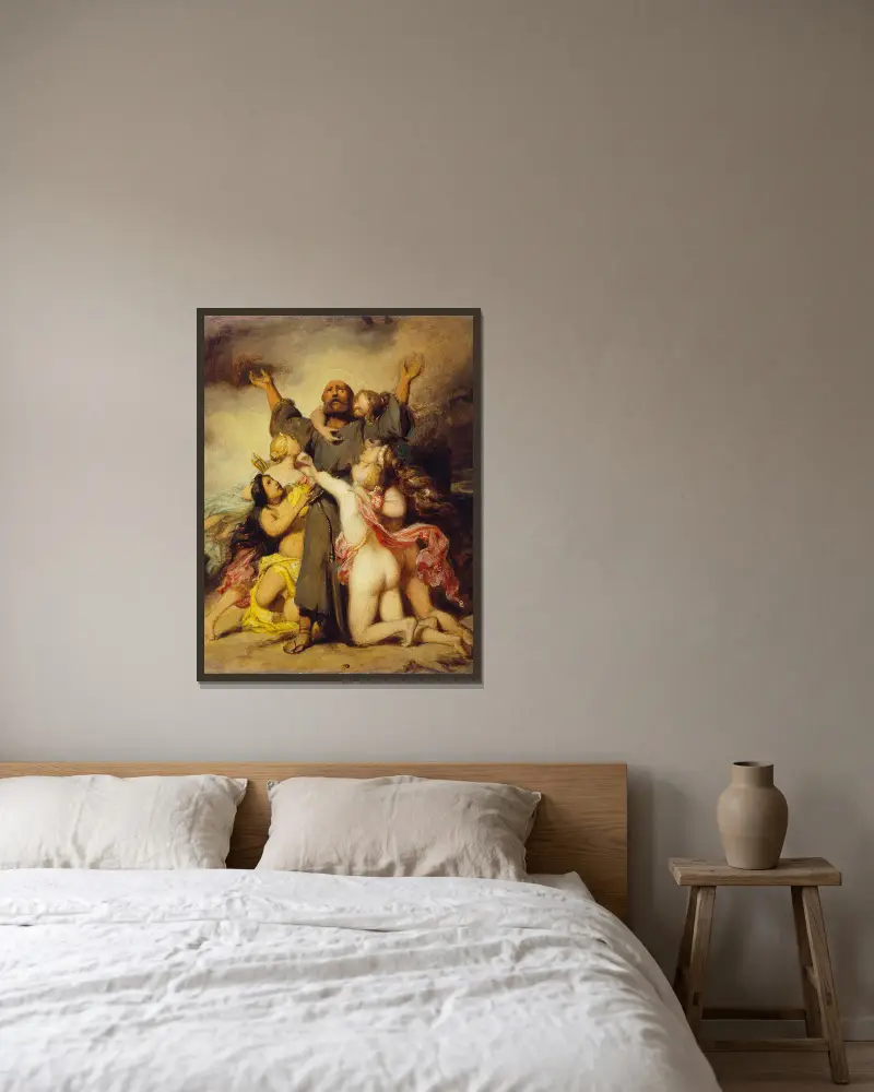 Den helige Antonius frestelse av Paul Delaroche inramad på en vägg