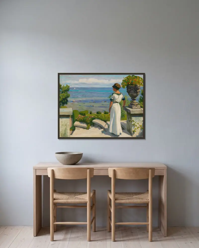 Auf der Terrasse von Paul Fischer gerahmt an einer Wand