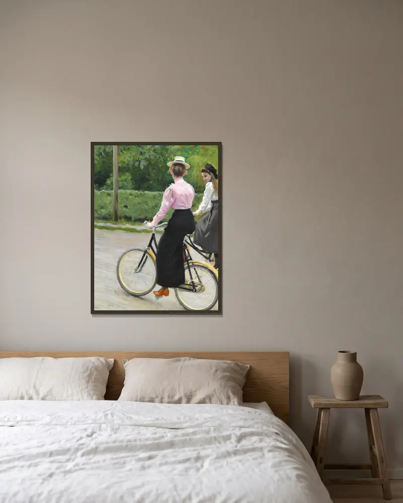 På cykeltur en sommerdag av Paul Fischer inramad på en vägg