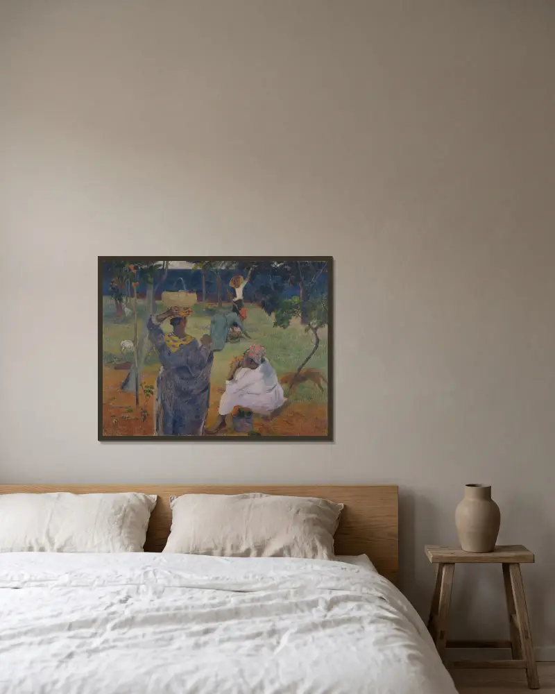 Unter den Mangobäumen auf Martinique von Paul Gauguin gerahmt an einer Wand