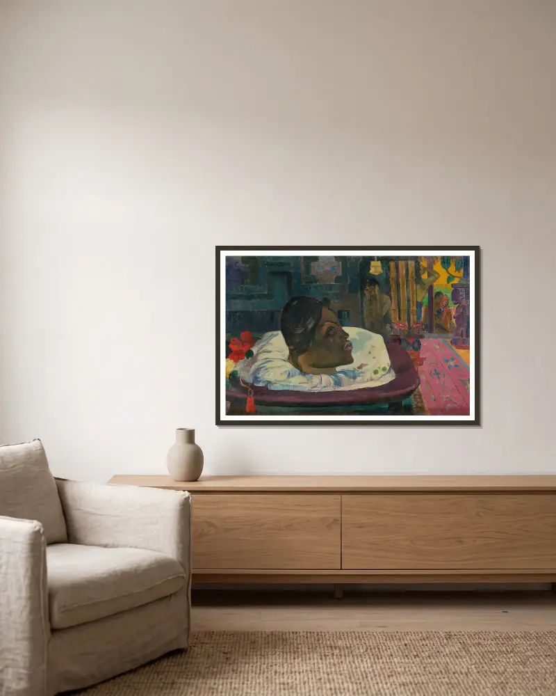 Arii Matamoe (Królewski koniec), Paul Gauguin w ramie na ścianie