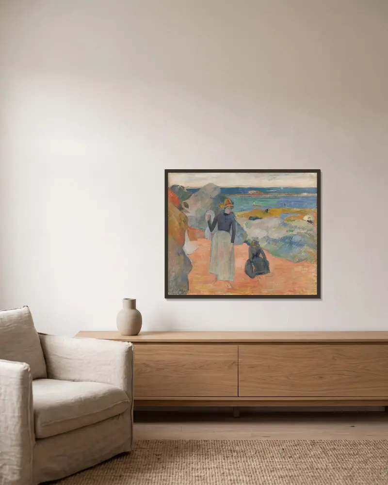 Plážová scéna, Paul Gauguin v rámu na stěně