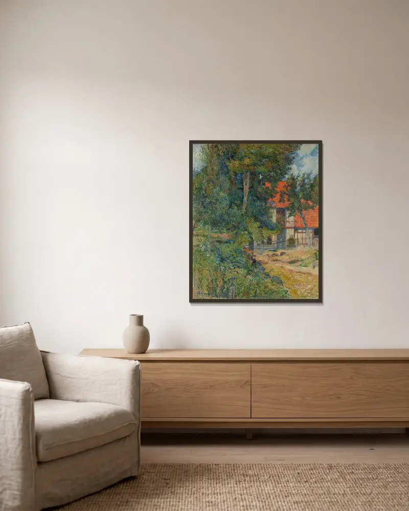 Stall nära Dieppe II av Paul Gauguin inramad på en vägg