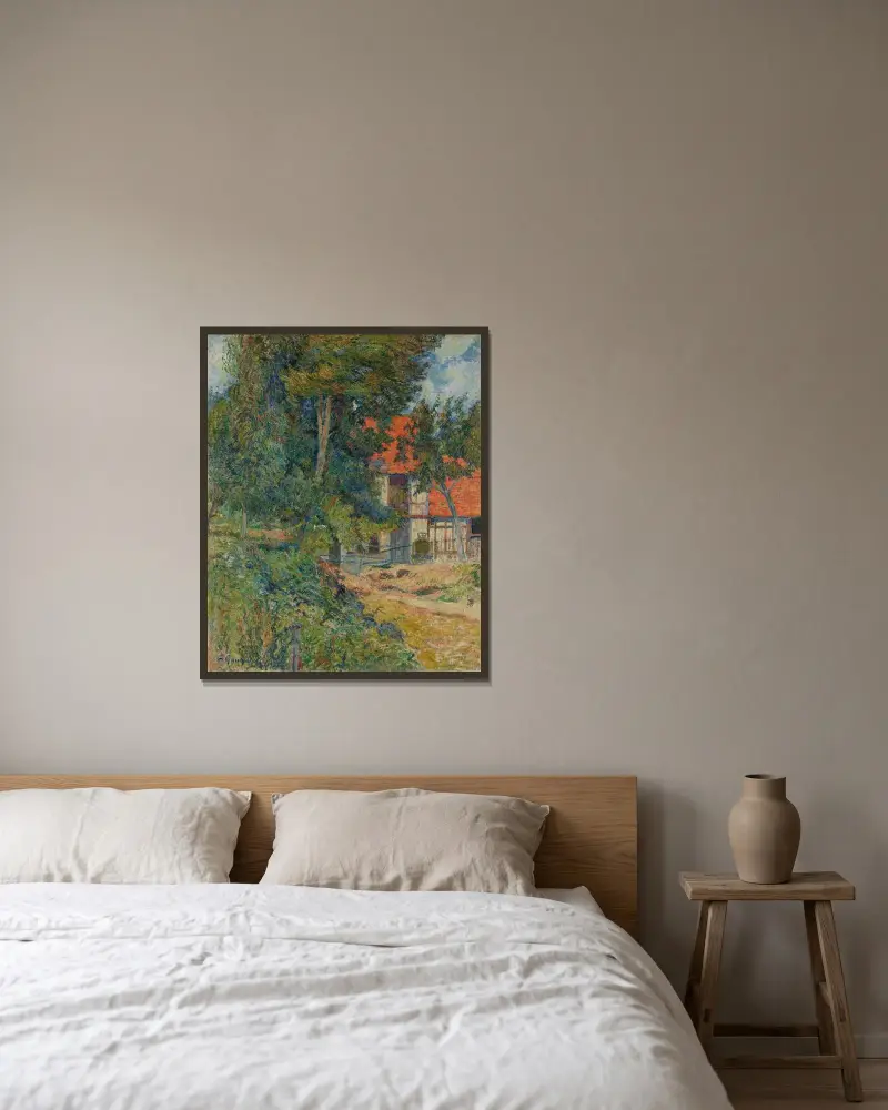 Stall nära Dieppe II av Paul Gauguin inramad på en vägg