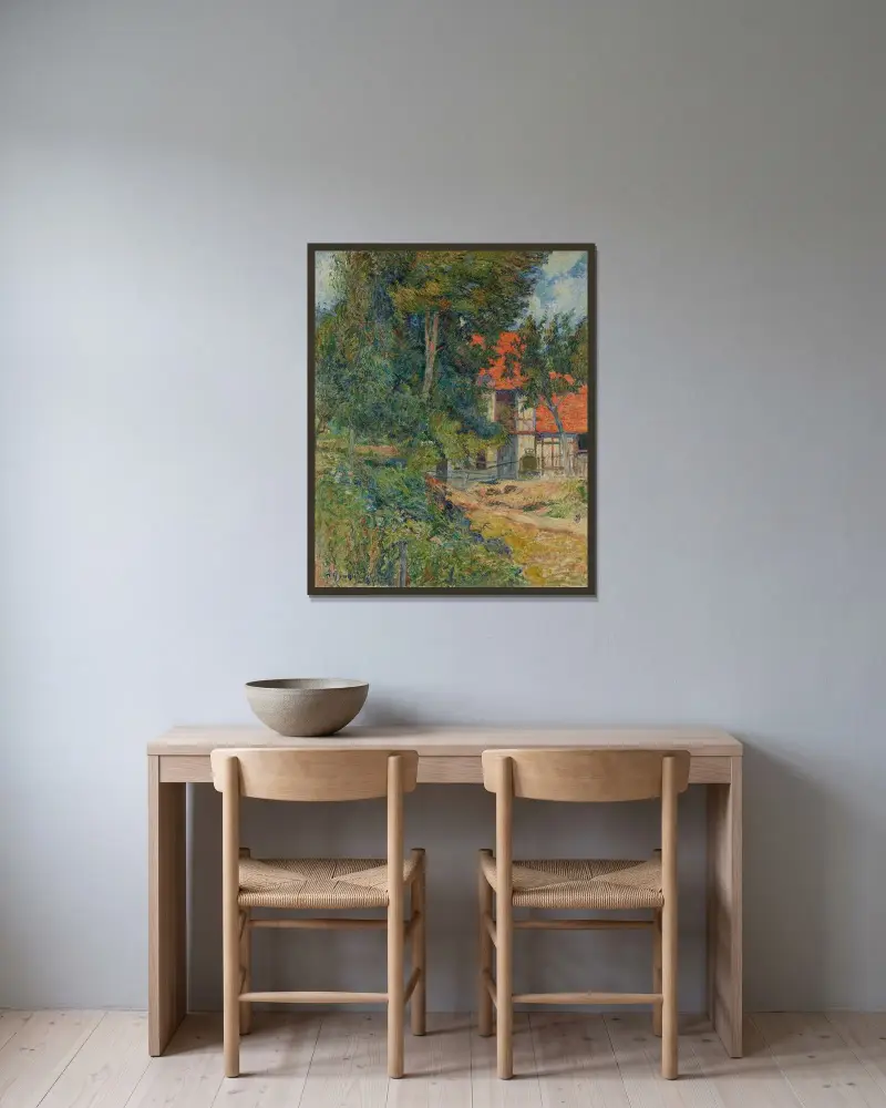 Stall nära Dieppe II av Paul Gauguin inramad på en vägg