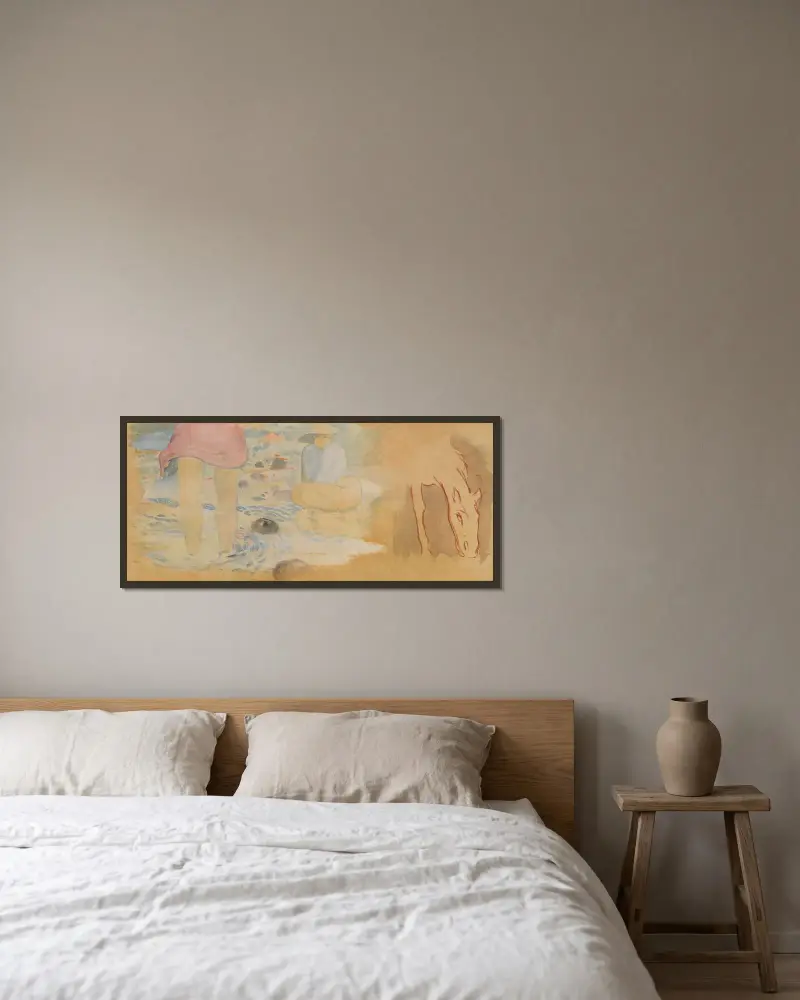 Studier av kvinnor och häst av Paul Gauguin inramad på en vägg