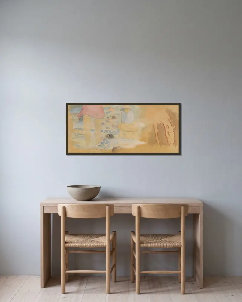 Studier av kvinnor och häst av Paul Gauguin inramad på en vägg
