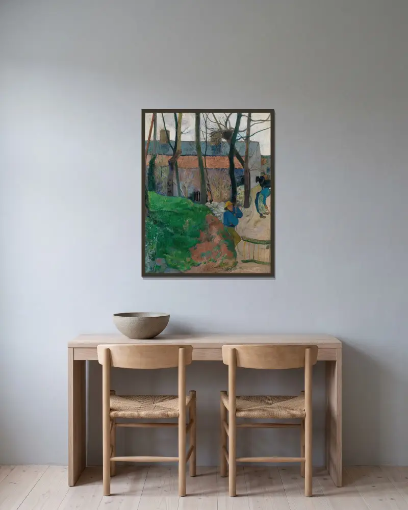Häuser in Le Pouldu av Paul Gauguin inramad på en vägg