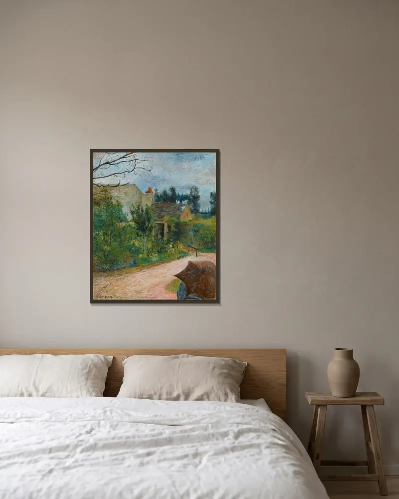 Pissarros trädgård, quai du Pothuis i Pontoise av Paul Gauguin inramad på en vägg