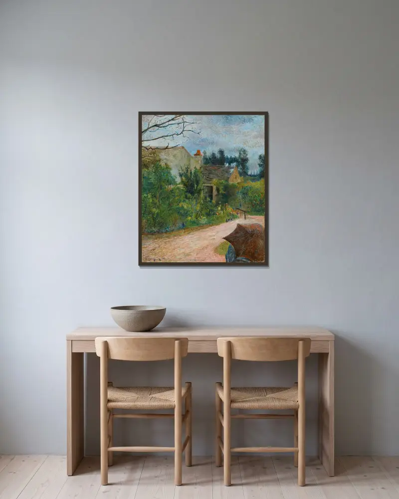 Pissarros trädgård, quai du Pothuis i Pontoise av Paul Gauguin inramad på en vägg