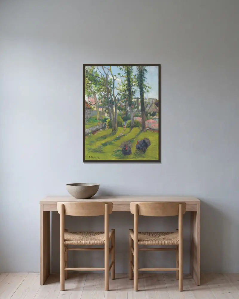 Les dindons, Pont-Aven av Paul Gauguin inramad på en vägg