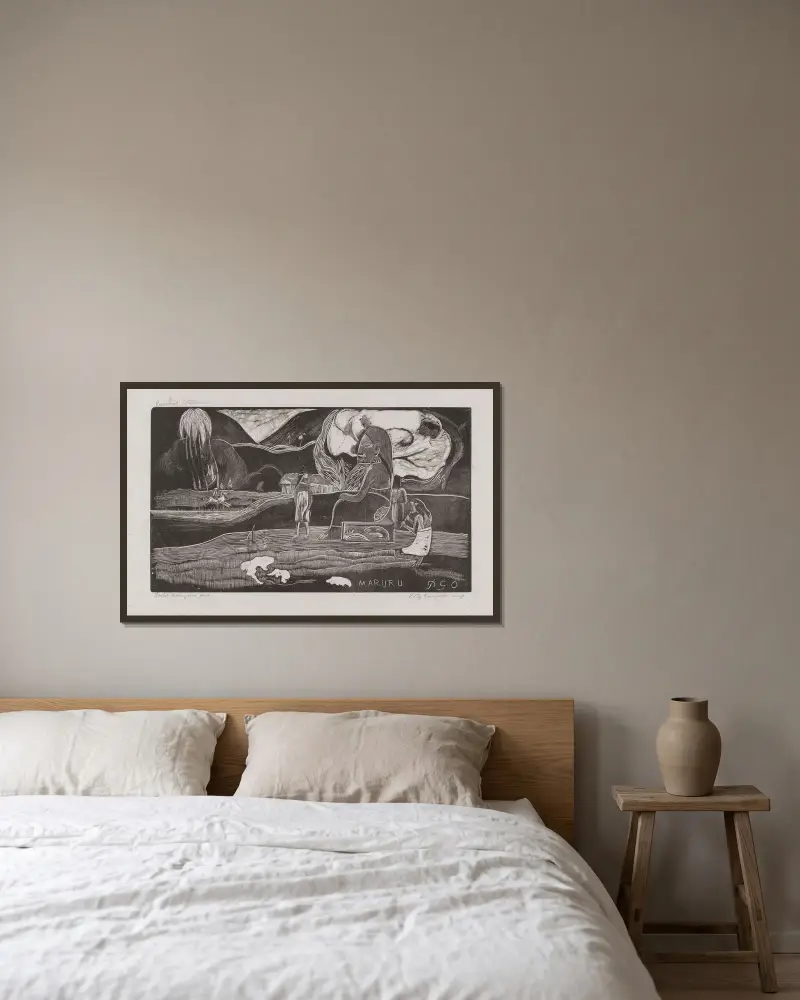 Maruru – nr 1 av Paul Gauguin inramad på en vägg