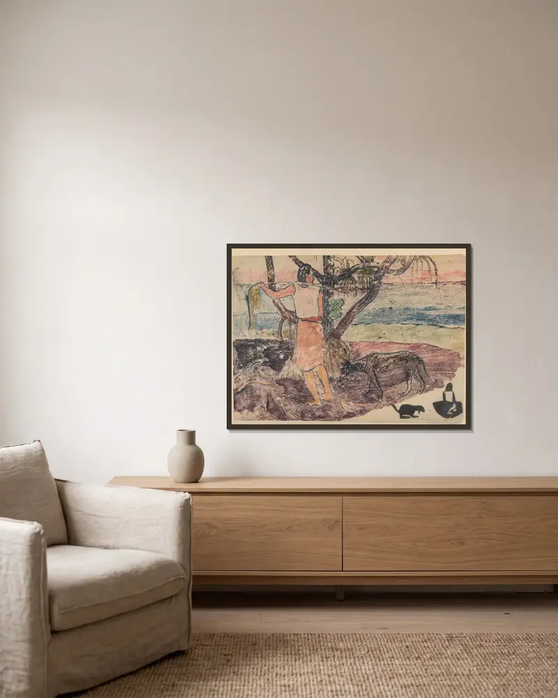 Noa Noa, Tafel 02 von Paul Gauguin gerahmt an einer Wand