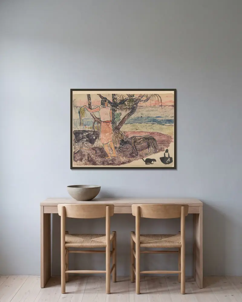 Noa Noa, Tafel 02 von Paul Gauguin gerahmt an einer Wand