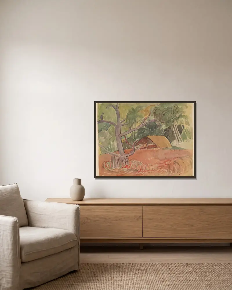 Noanoa Pl.13 av Paul Gauguin inramad på en vägg