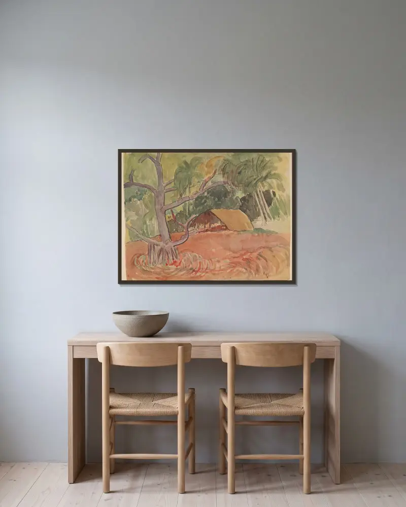 Noanoa Pl.13 av Paul Gauguin inramad på en vägg