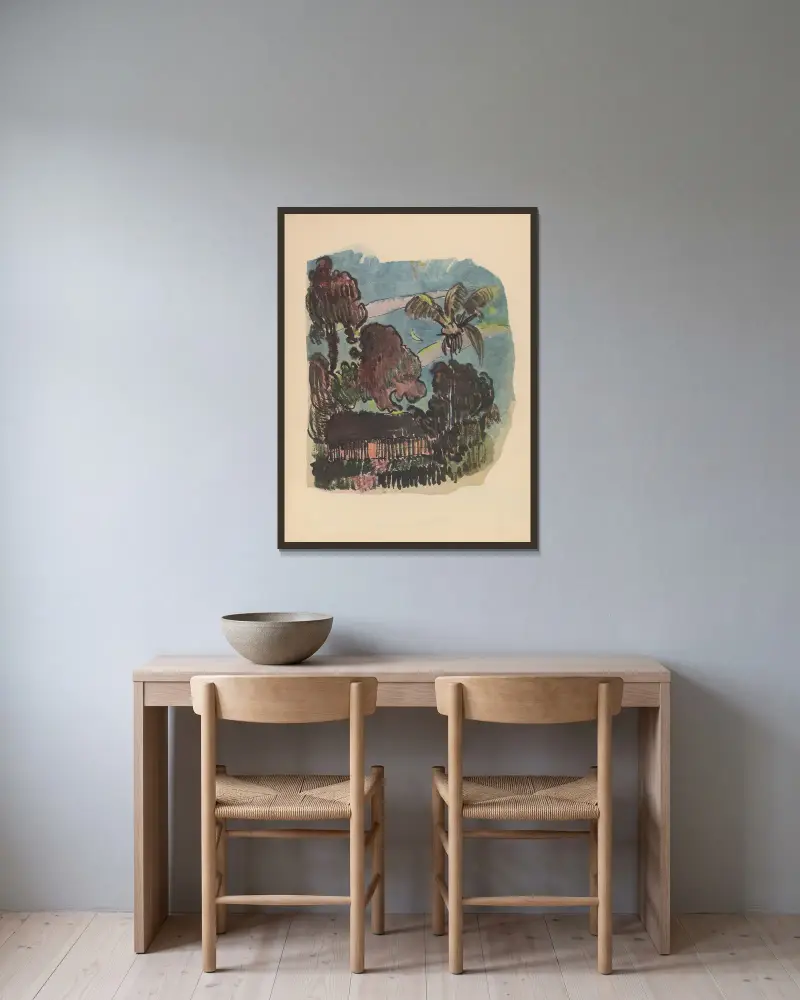 Noanoa Pl.15 av Paul Gauguin inramad på en vägg