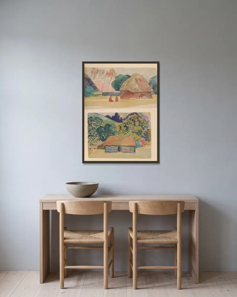 Noanoa Pl.18 av Paul Gauguin inramad på en vägg