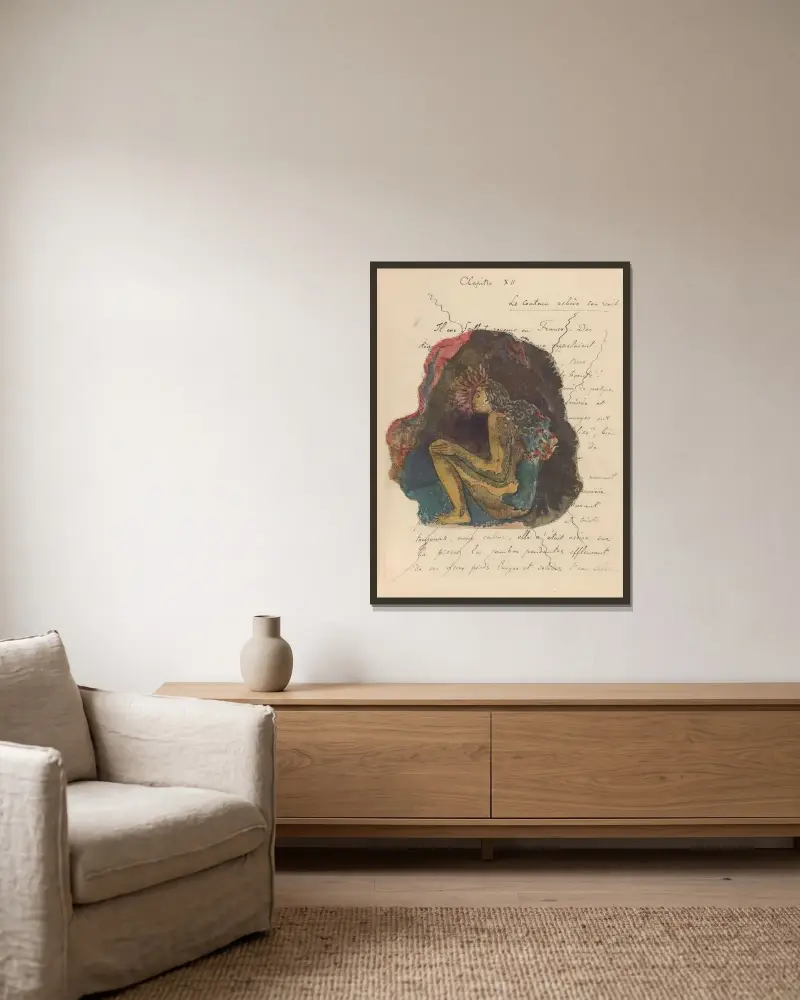 Noa Noa, Tafel 29 von Paul Gauguin gerahmt an einer Wand