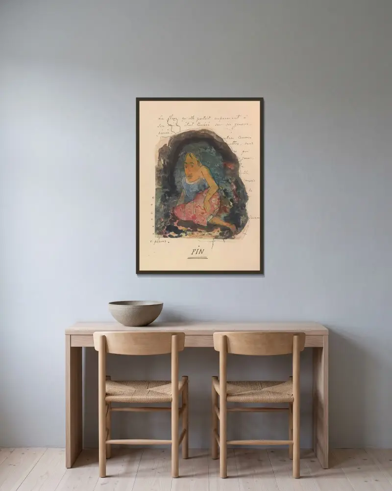Noanoa Pl.30 av Paul Gauguin inramad på en vägg