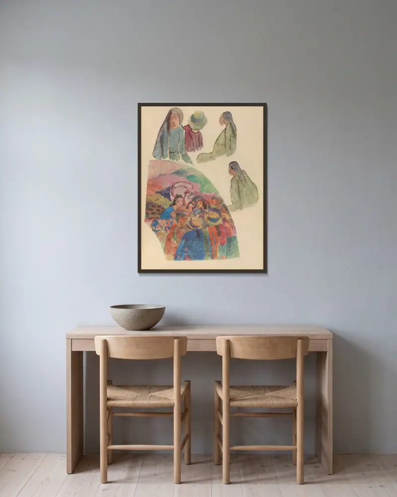 Noa Noa, Bl. 31 von Paul Gauguin gerahmt an einer Wand