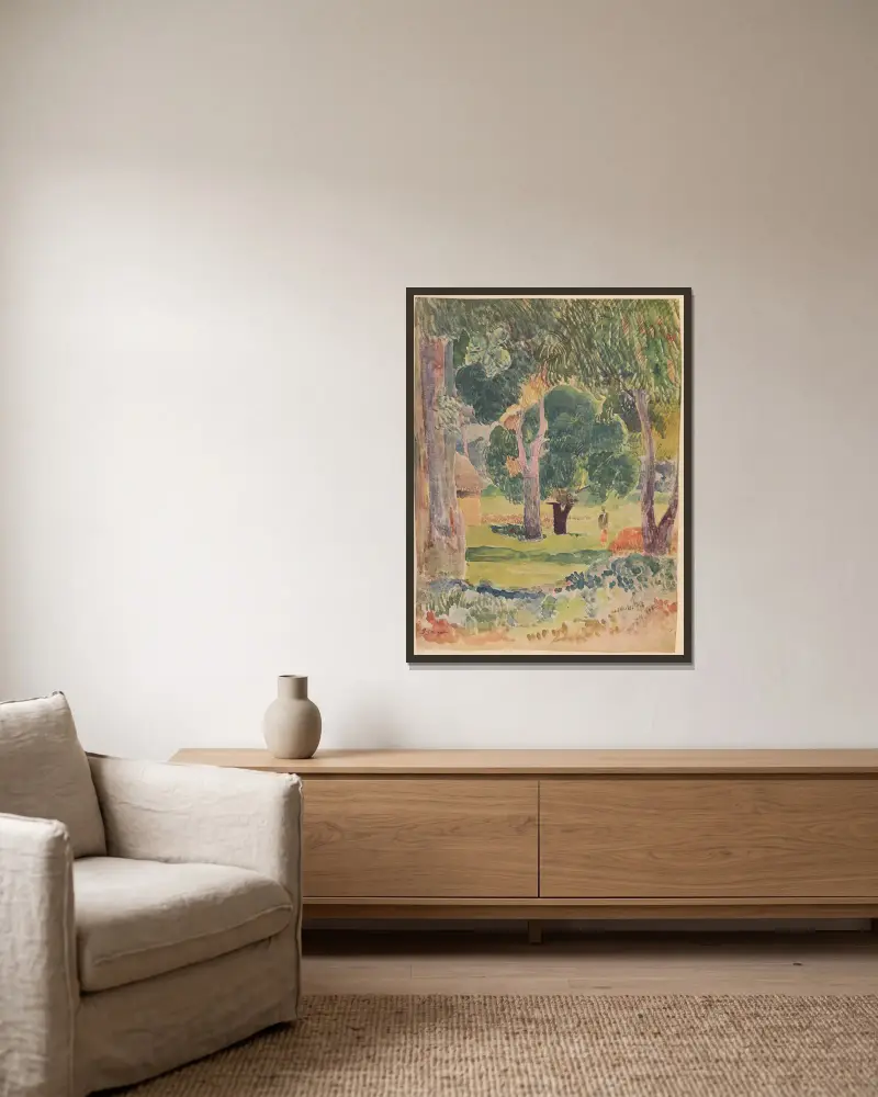 Noanoa Pl.35 av Paul Gauguin inramad på en vägg