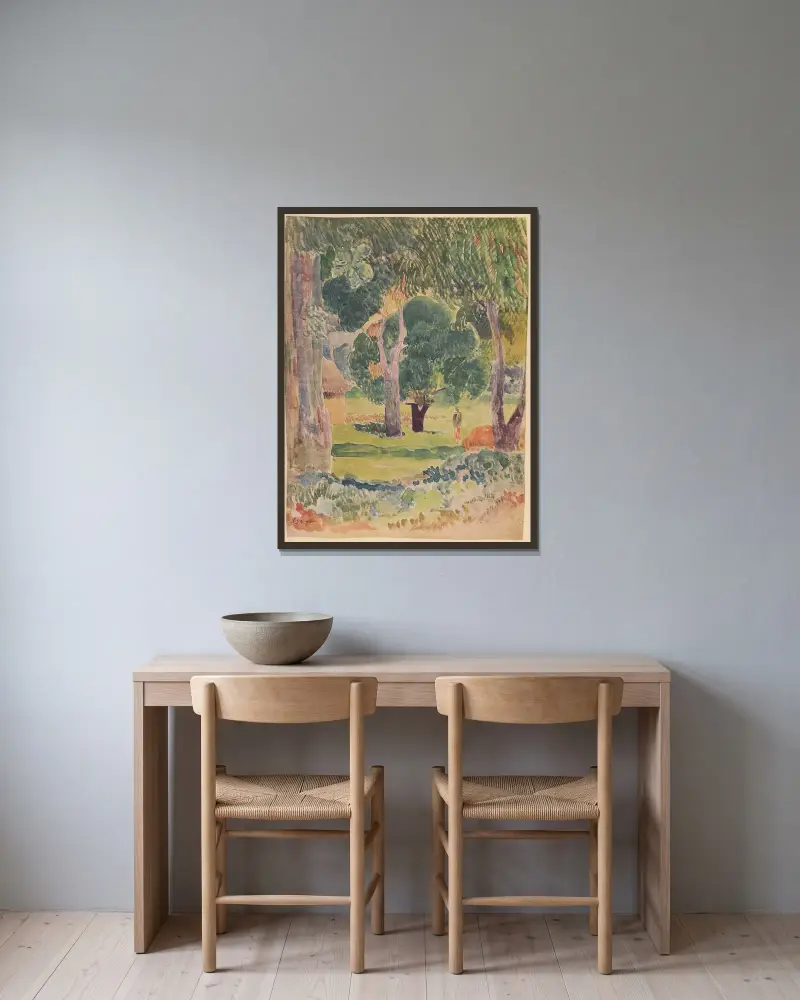 Noanoa Pl.35 av Paul Gauguin inramad på en vägg
