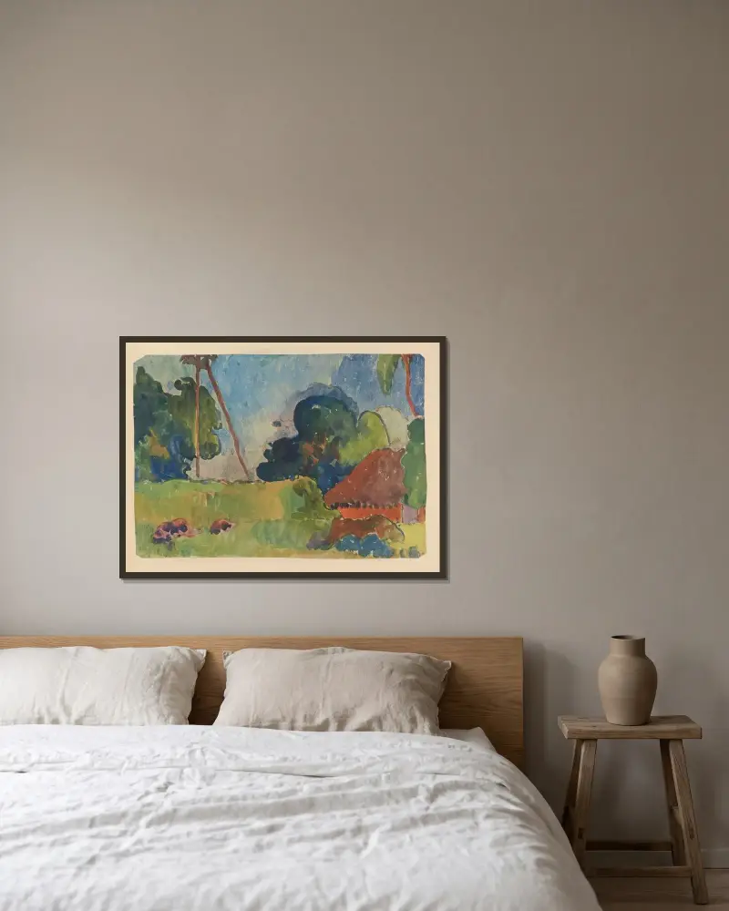 Noanoa Pl.40 av Paul Gauguin inramad på en vägg