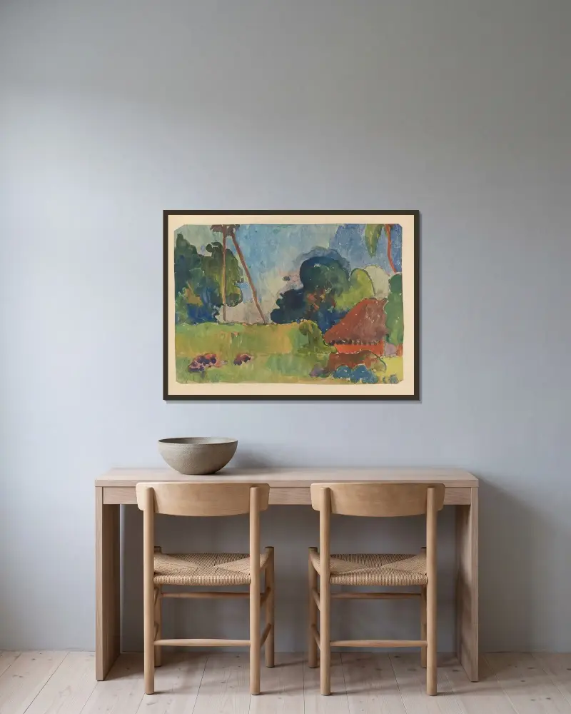 Noanoa Pl.40 av Paul Gauguin inramad på en vägg