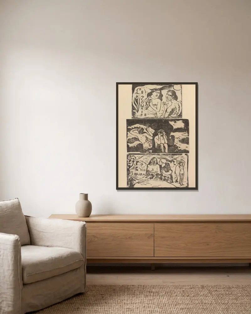 Noanoa Pl.43 von Paul Gauguin gerahmt an einer Wand