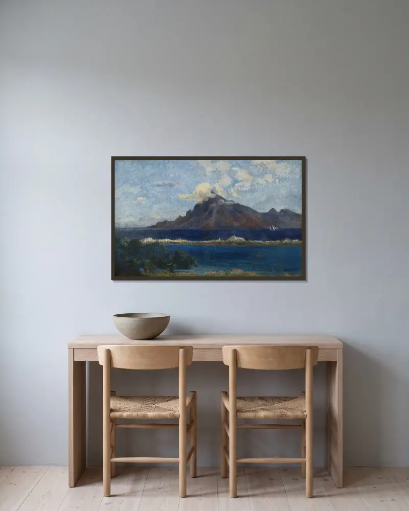 Krajina v Te Vaa, Paul Gauguin v rámu na stěně