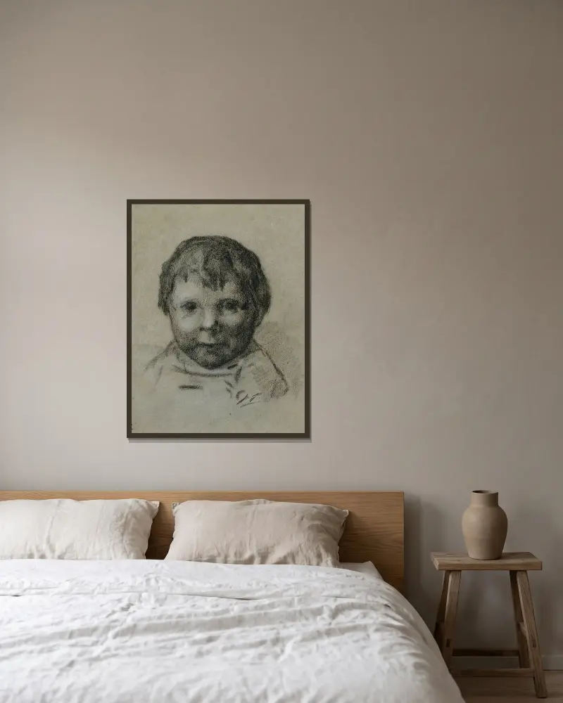Portrait d’enfant av Paul Gauguin inramad på en vägg