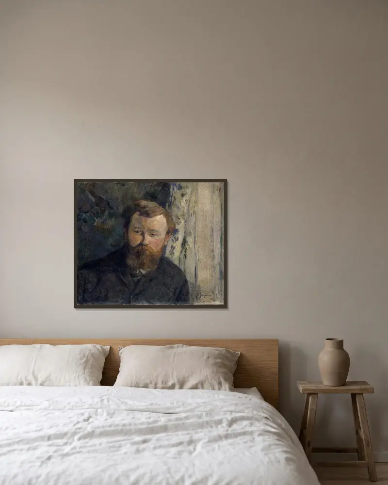 Porträtt av målaren Achille Granchi-Taylor av Paul Gauguin inramad på en vägg