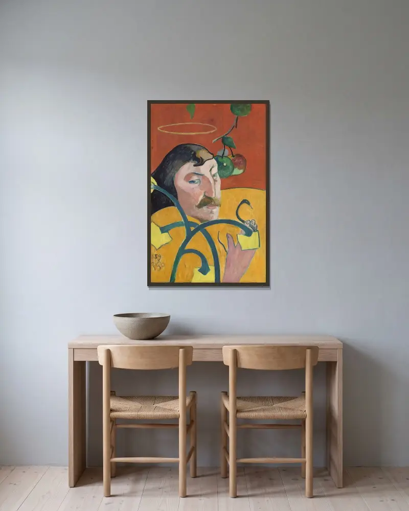 Selbstporträt, 1889 von Paul Gauguin gerahmt an einer Wand
