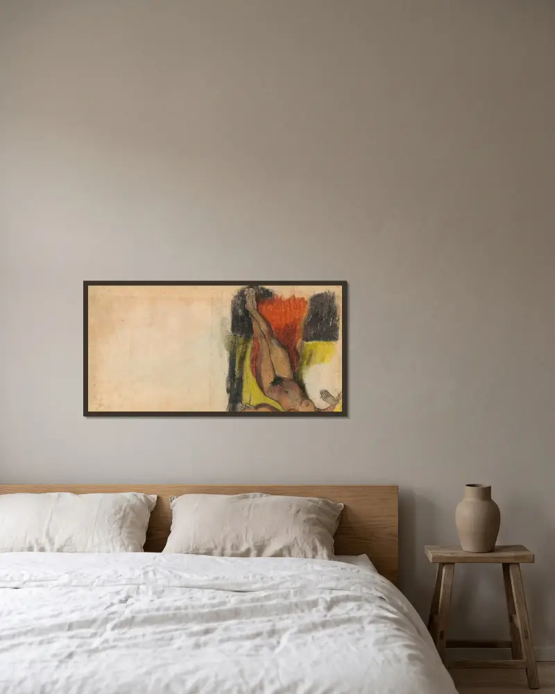 Studie till Aita tamari vahine Judith te parari II av Paul Gauguin inramad på en vägg