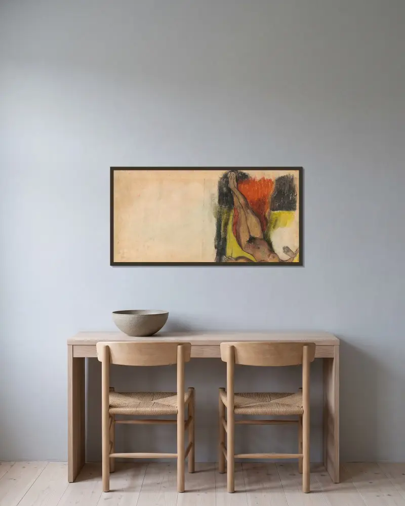 Studie till Aita tamari vahine Judith te parari II av Paul Gauguin inramad på en vägg