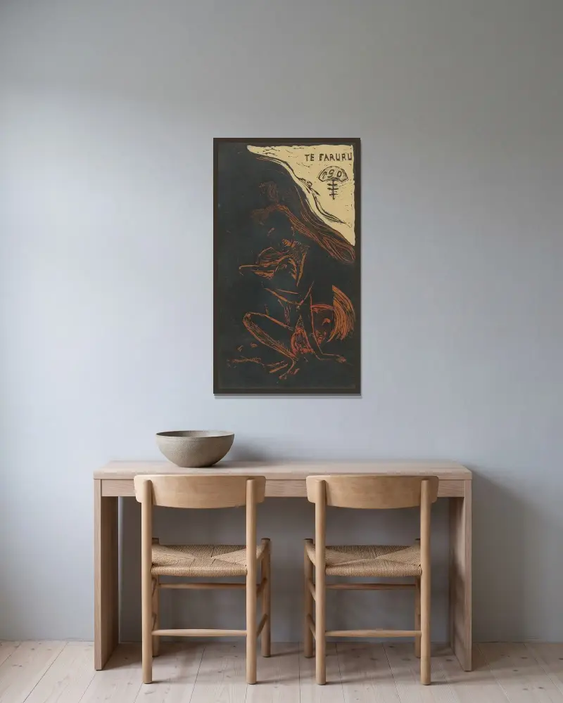 Te Fararv – Ici On Fait L’amour av Paul Gauguin inramad på en vägg