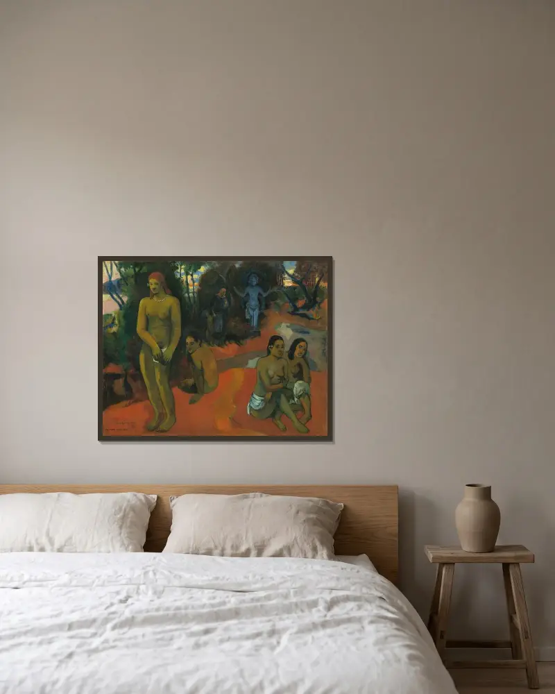 Te Pape Nave Nave (Delectable Waters) av Paul Gauguin inramad på en vägg