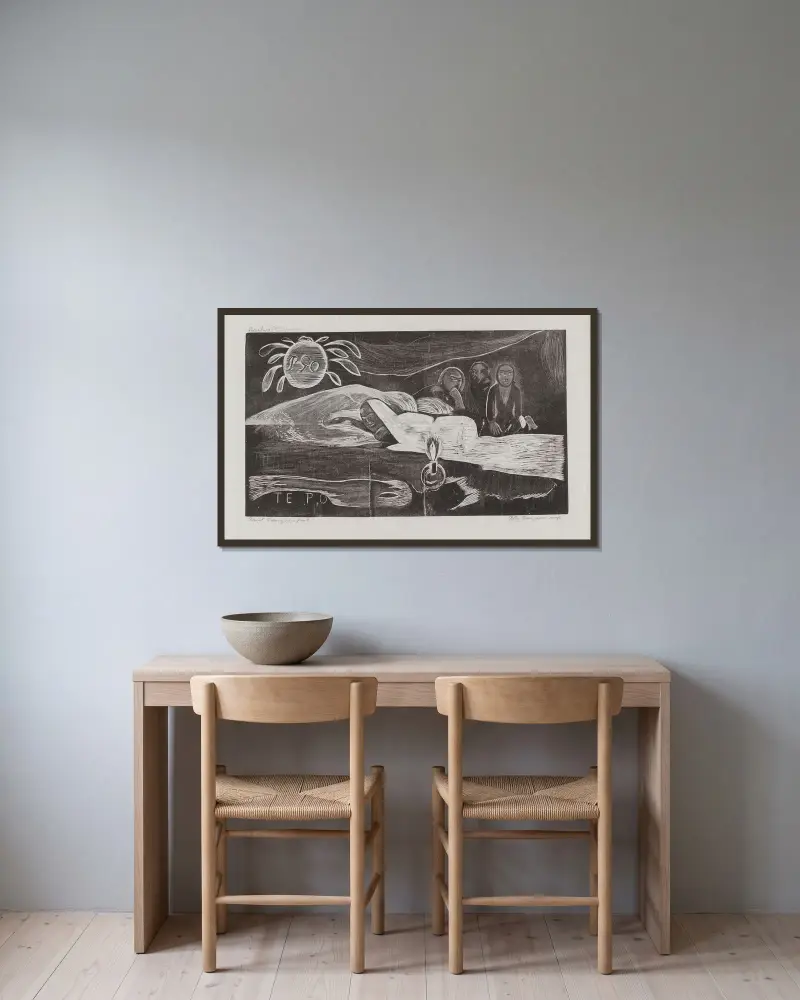 Te Po av Paul Gauguin inramad på en vägg