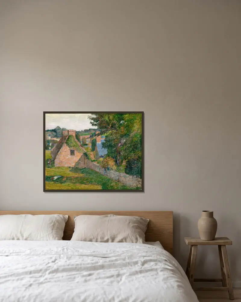 Fältet vid Derout-Lollichon av Paul Gauguin inramad på en vägg