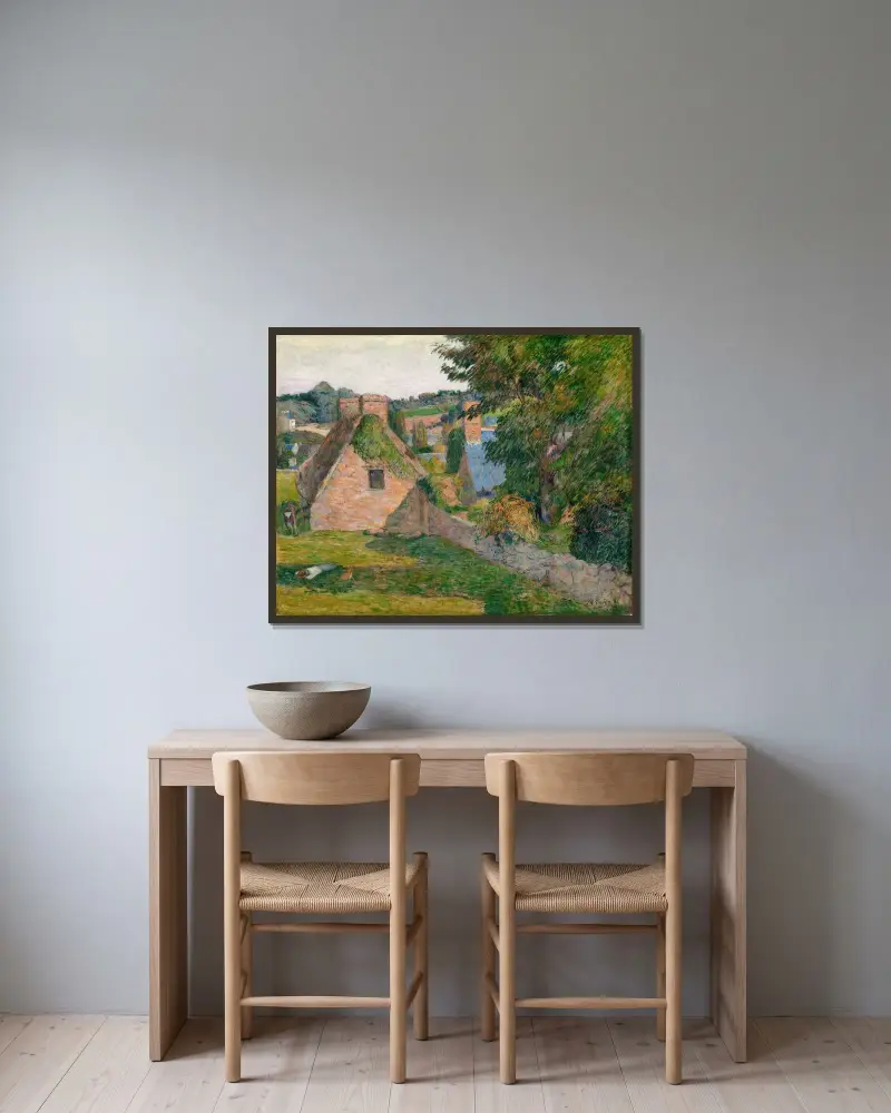 Fältet vid Derout-Lollichon av Paul Gauguin inramad på en vägg