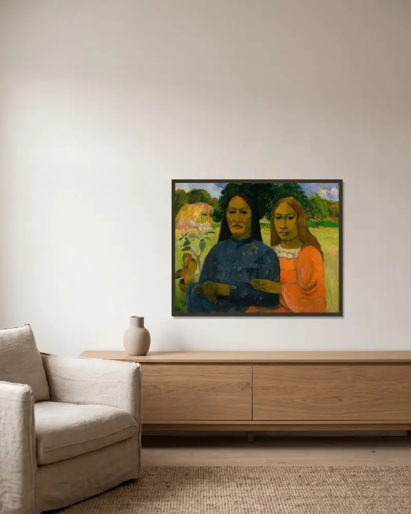 Dvě ženy, Paul Gauguin v rámu na stěně