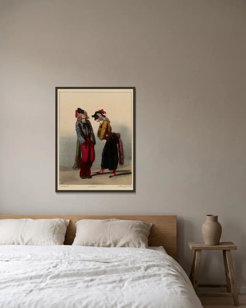 As-tu vu M'ame Alexandre et l'ancienne à Paul sui se sont peigner sic en bas von Paul Gavarni gerahmt an einer Wand