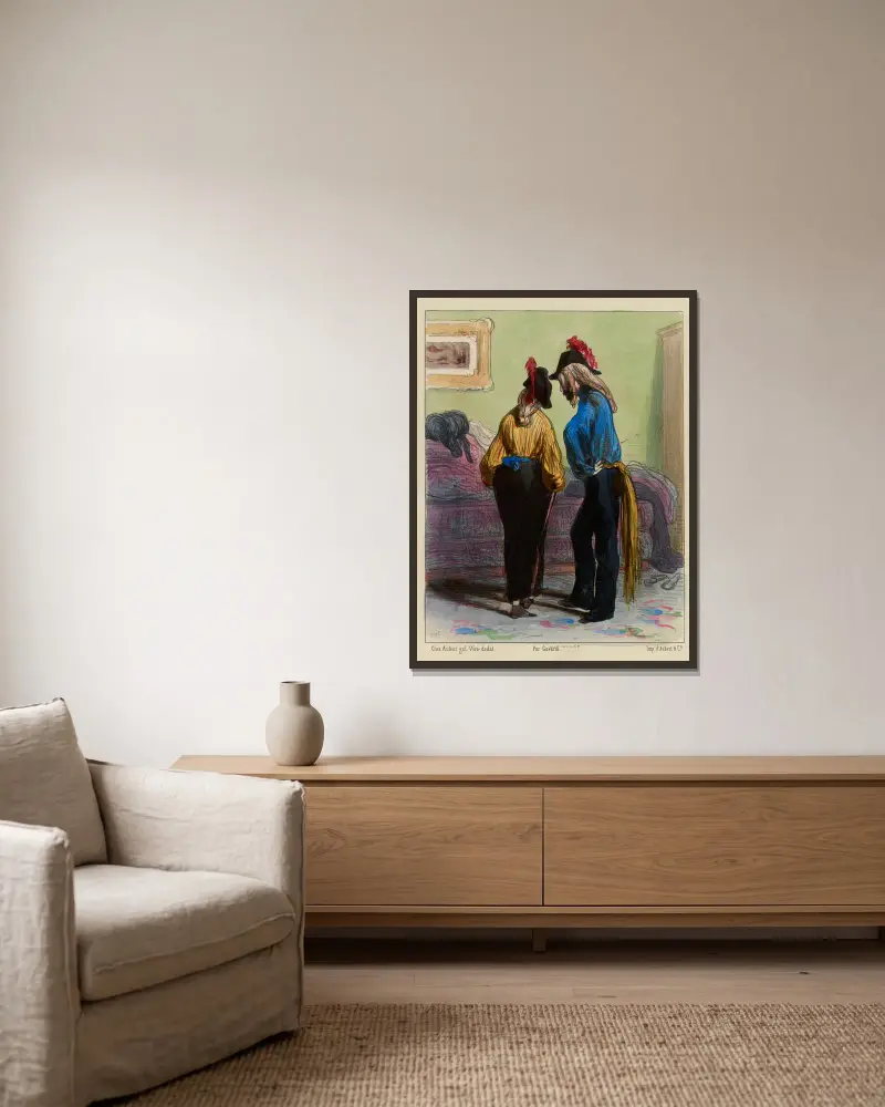Und wenn Cornélie kein Auto fände von Paul Gavarni gerahmt an einer Wand