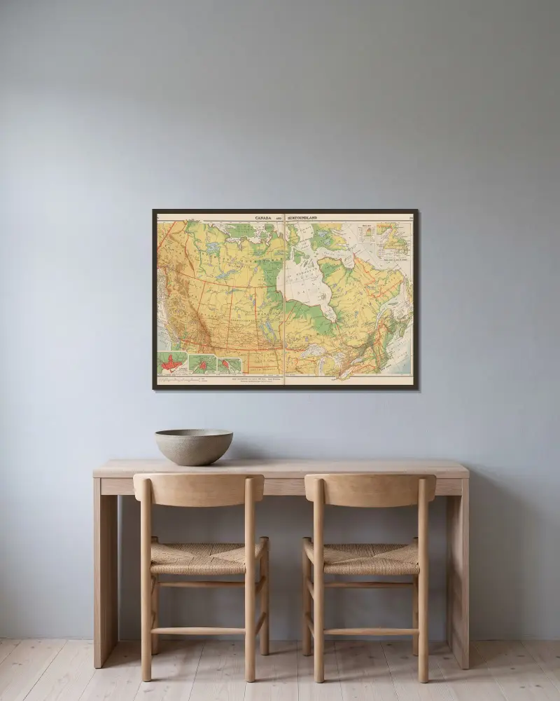 Kanada und Neufundland von John Paul Goode gerahmt an einer Wand