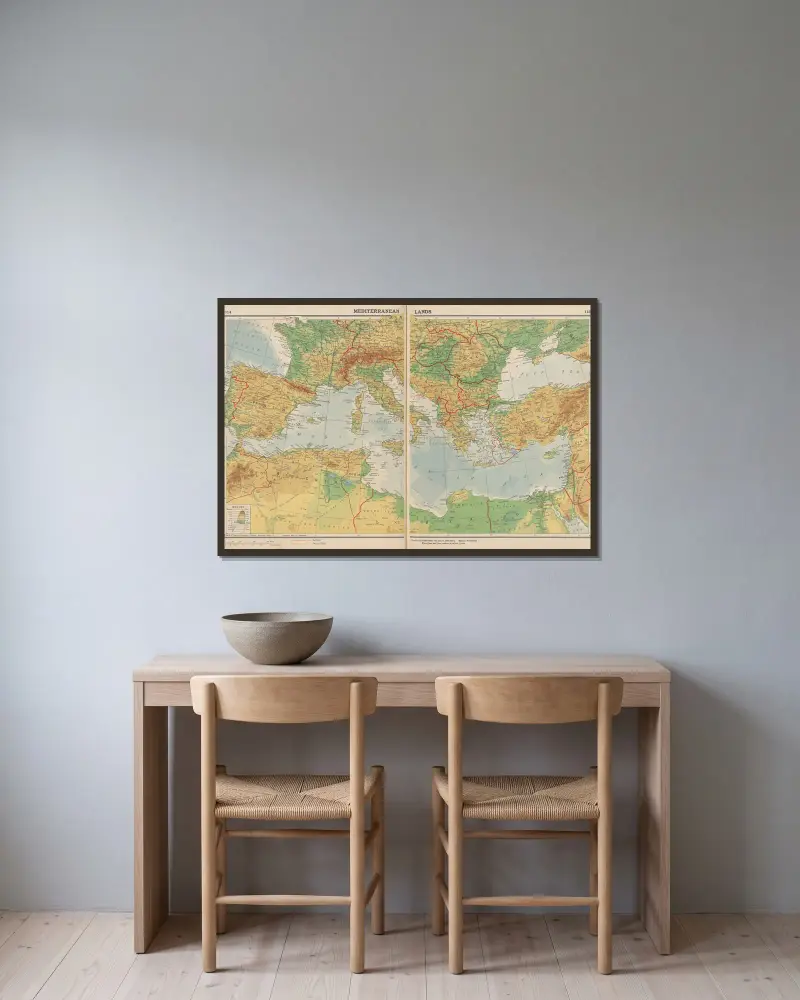 Mittelmeerländer von John Paul Goode gerahmt an einer Wand