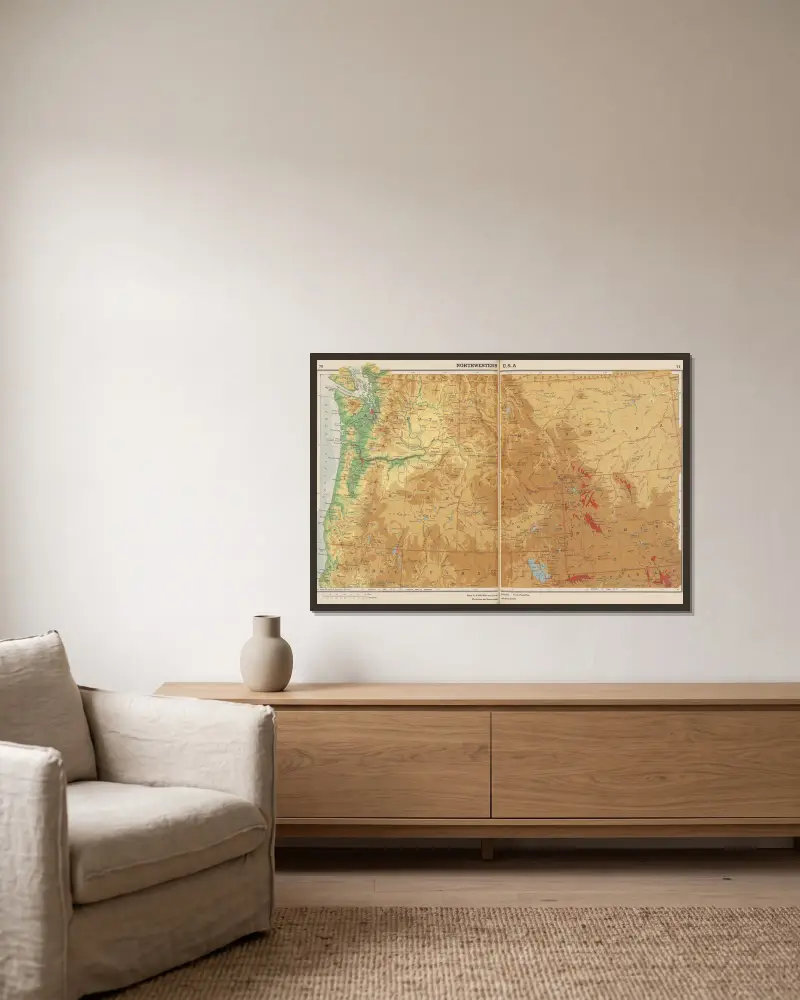 Nordwestliche USA von John Paul Goode gerahmt an einer Wand